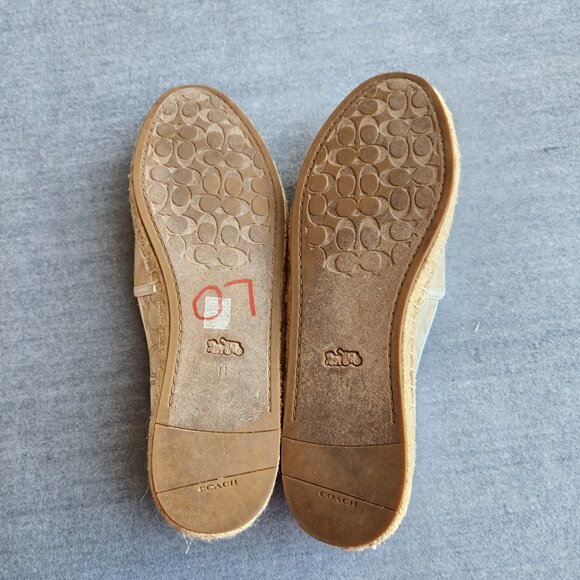 EUC Coach Carson Espadrille Signature Jacquard Slip-On Flat Jute-Foot Bed Beige - Picture 8 of 13